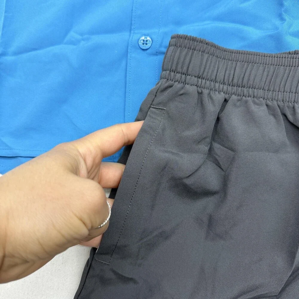 Under Armour Shirt Shorts Set Boys 7 Blue Gray Collared Button 2 Piece Outfit